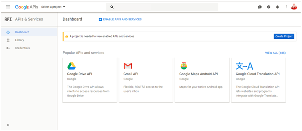 setup in Google api console